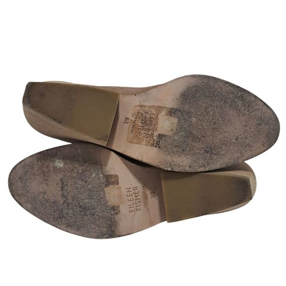 Eileen Fisher Tote Chic Ankle Boots Stacked Heel Size 8.5 Earth Tumbled Nubuck - Picture 5 of 13